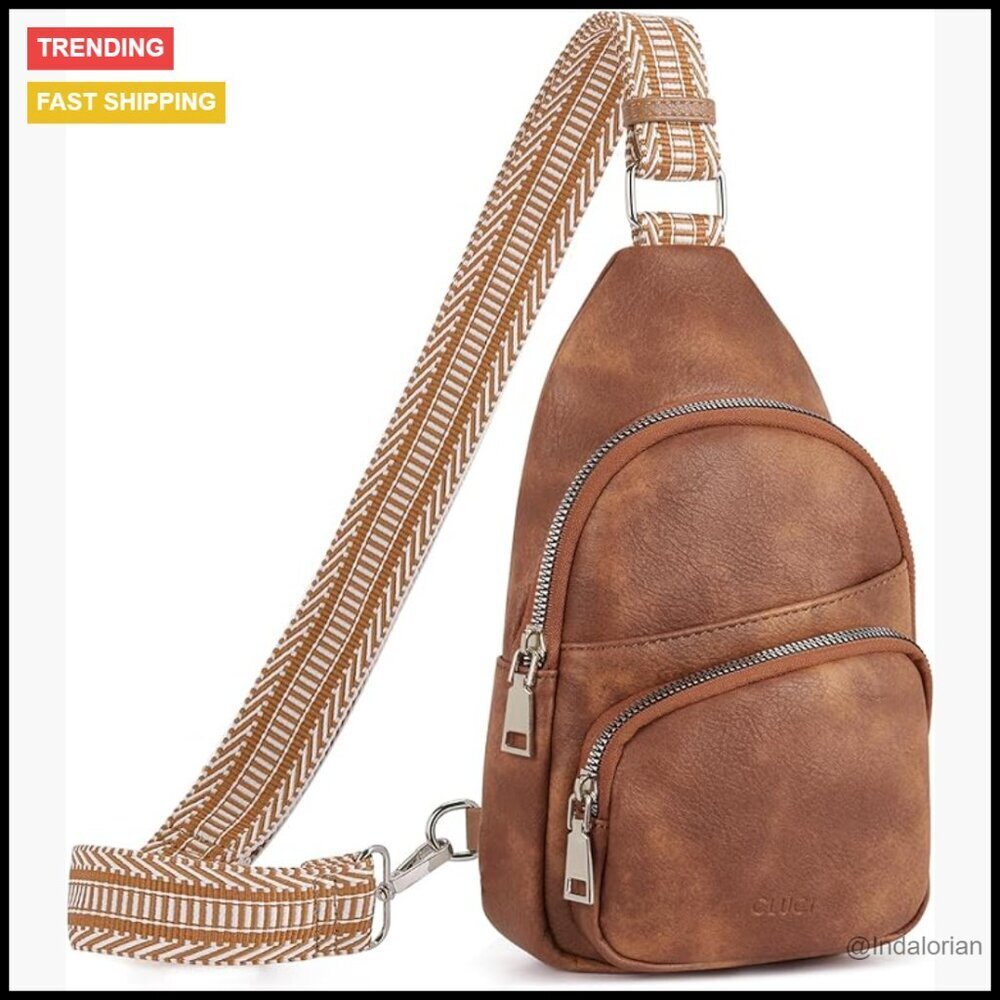 Vegan Leather Sling Bag Crossbody Fanny Pack Adjustable Strap Chic Minimal